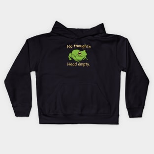 no thoughts head empty frog retro word art meme Kids Hoodie